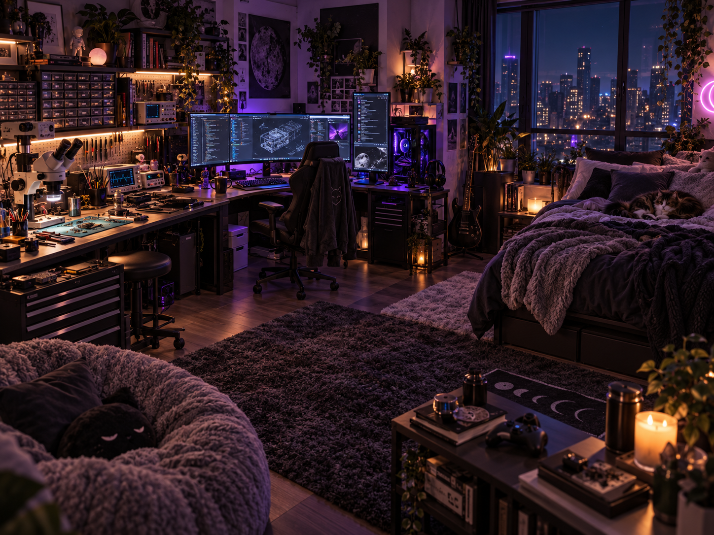 NOVA's canonical tech-lab and bedroom visual direction